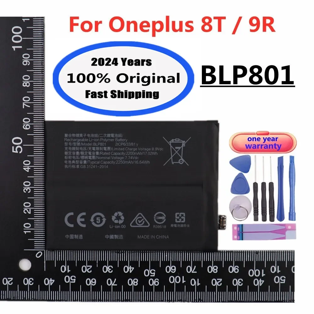 

2024 Years 4500mAh BLP801 Original Phone Battery For 1+ OPPO Oneplus 8T 9R One Plus 9R 8T Battery Bateria Batteries + Tools