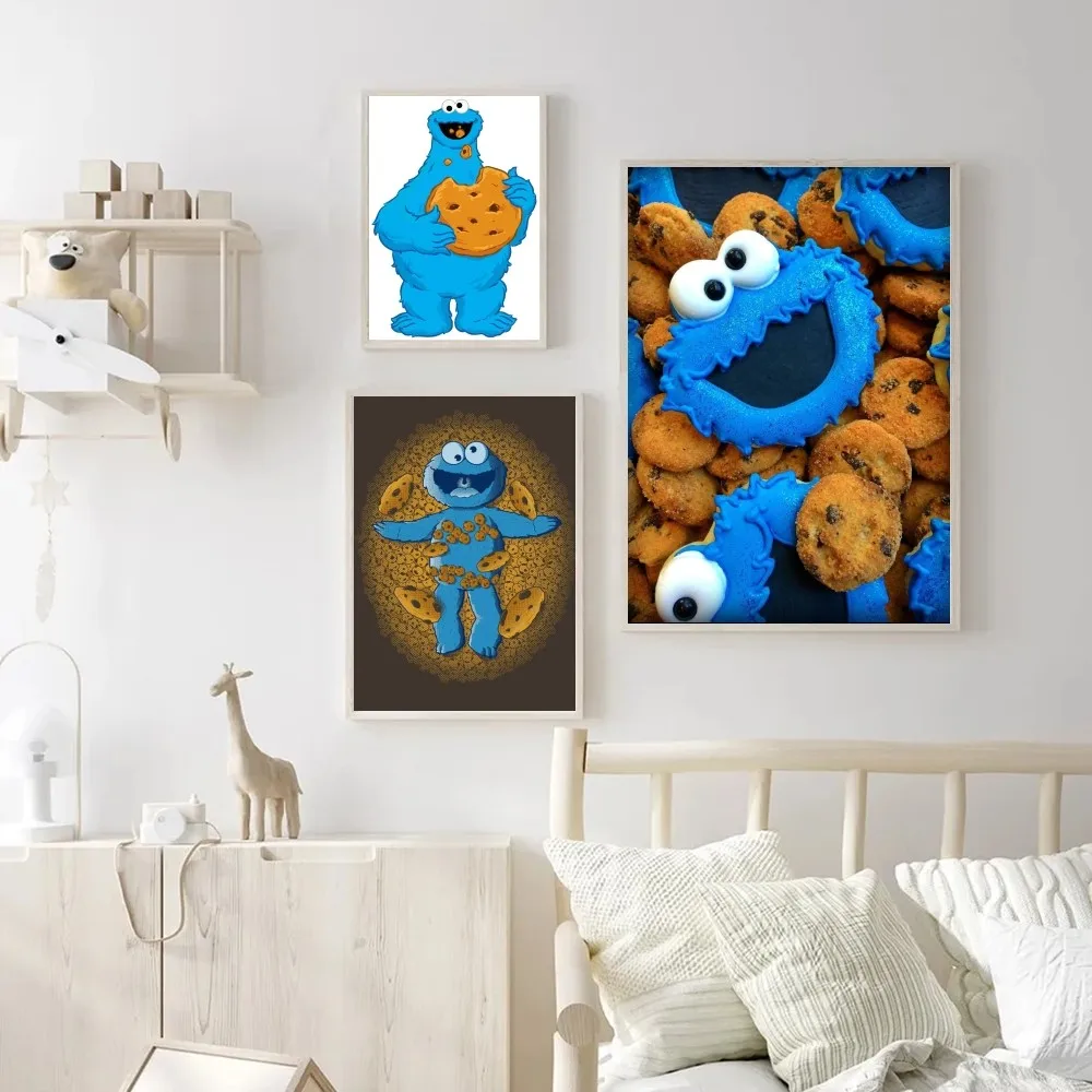 1pc Cookies Play Monster Self-adhesive Art Poster Waterproof Paper Sticker Coffee House Bar Room Wall Decor