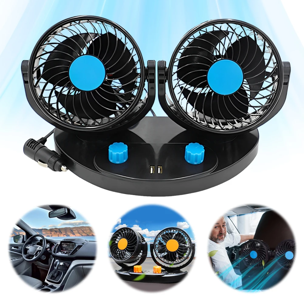 

Dual Head USB Car Central Control Screen Fan 2 Wind Speed Car Air Circulation Cooler Electric Car Fan for Car Dashboard