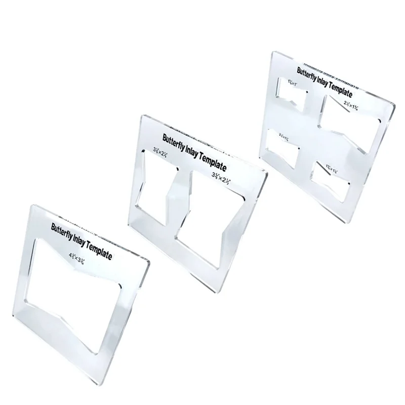 HOT-Professional Butterfly Inlay Template And Router Templates Transparent Wooden Joint Marking Ruler Set For Woodworking