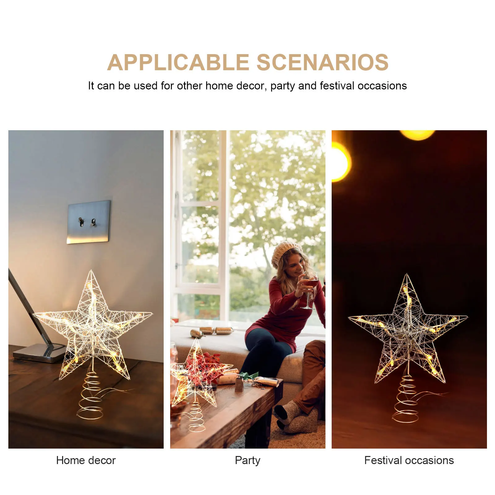 1 قطعة زخرفة نجمة LED مضيئة شجرة عيد الميلاد توبر مع تصميم أنيق لإضاءة ديكور المنزل الاحتفالي