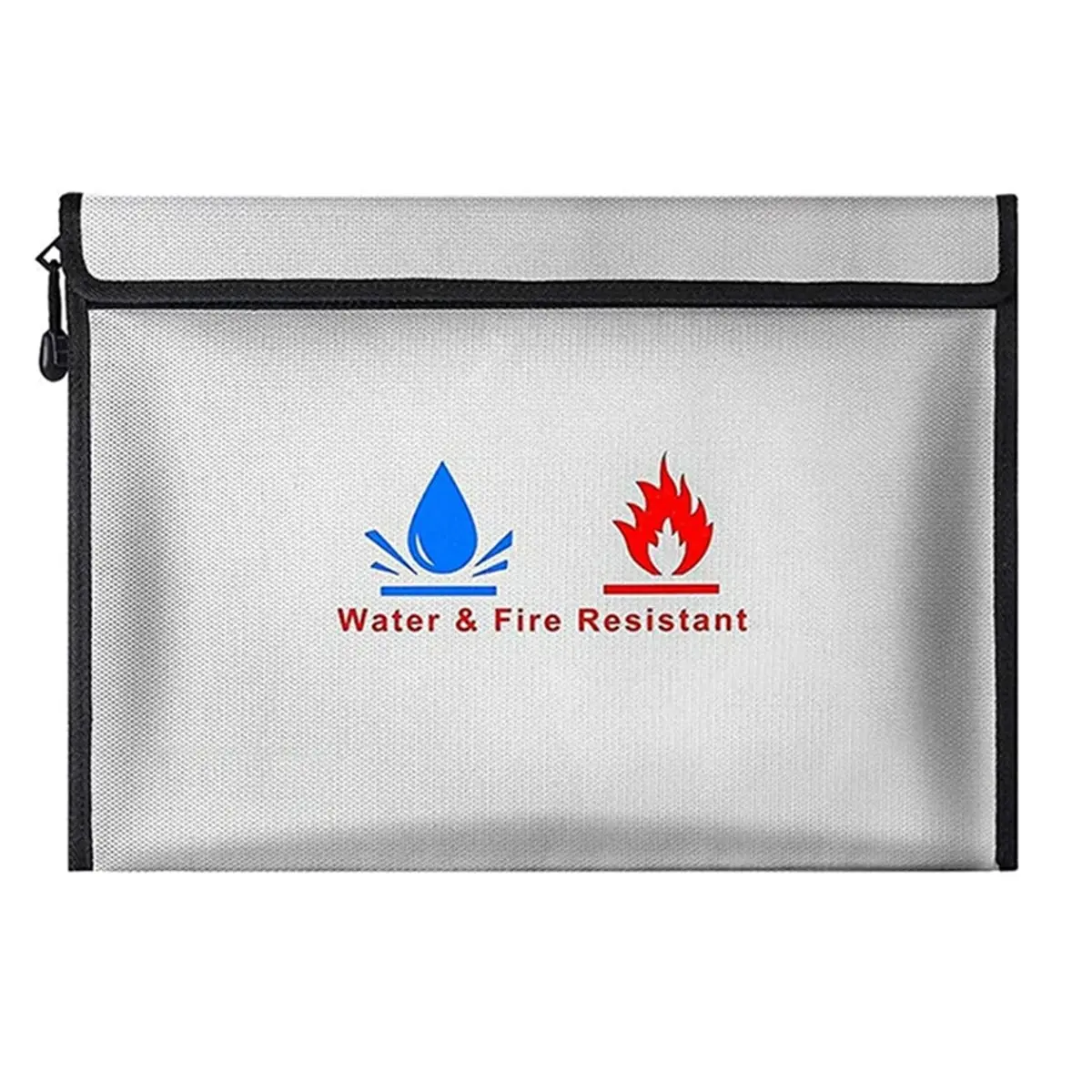 A56K Fireproof & Waterproof Document Bag, File Storage Bag with Zipper for Certificates, Money, Cards Fire Safe Storage A4
