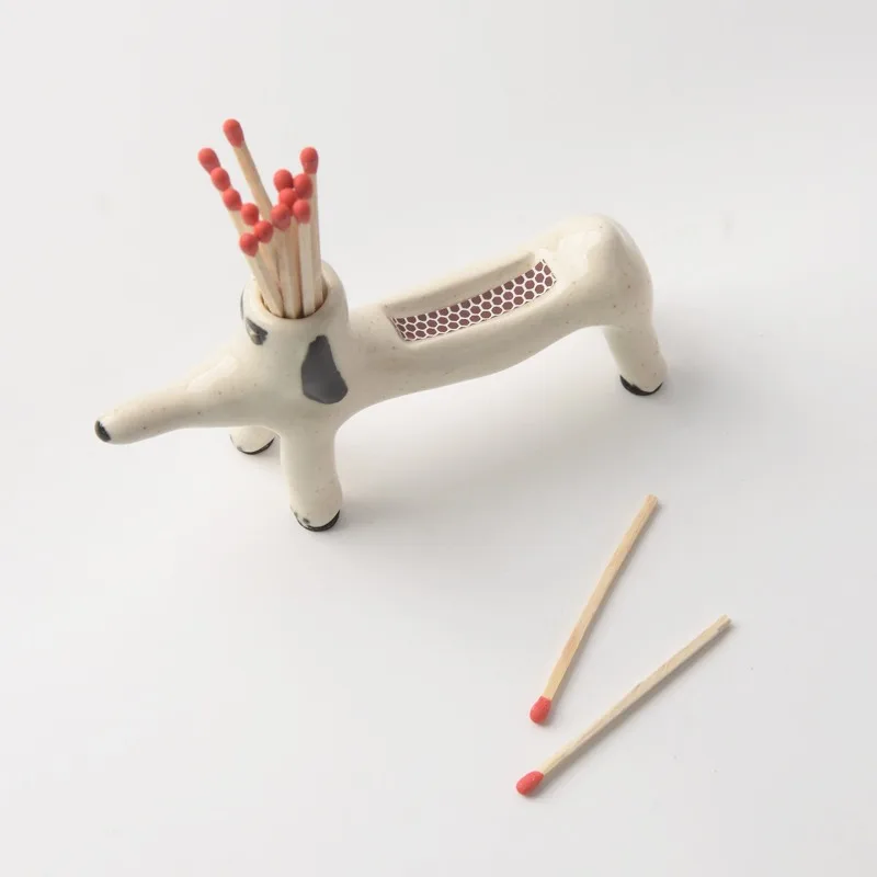 Nordic Abstract Dog Shape Toothpick Storage Box Ornament Living Room Bedroom Entrance Ceramic Storage Jar Crafts Home Decoration