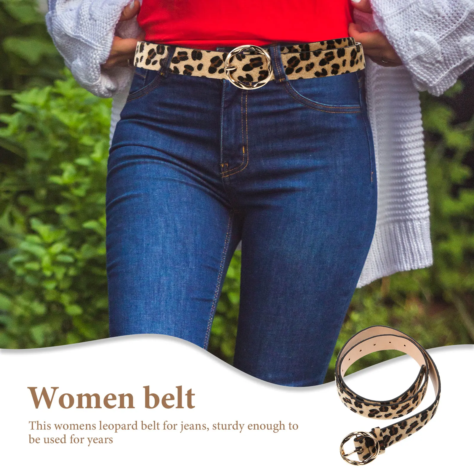 

Leopard Print Belts for Women Jeans PU Alloy Buckle Fashion Comfortable Vintage Design Stylish Costume Accessory Daily