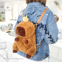 Cute Capybara Plush Backpack Guinea Pig Rucksacks Women's Cartoon Shoulder Bag Funny Animal Knapsack Girls Fashion Crossbody Bag