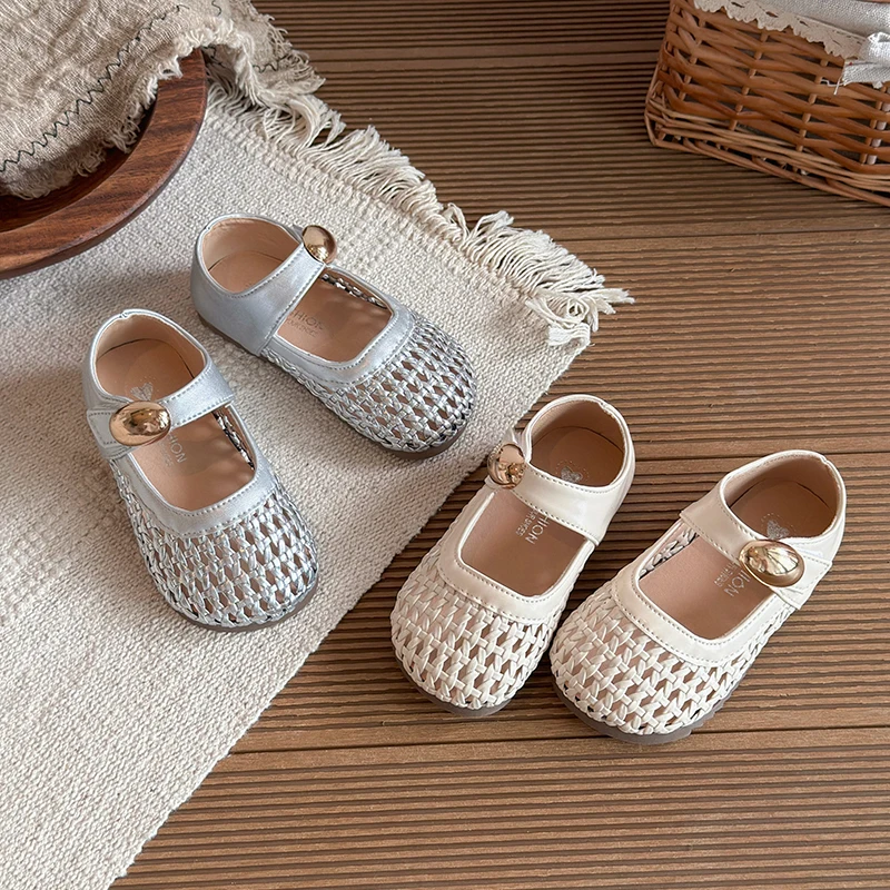 Autumn Girl's Sandals Braided Hook-loop Casual Kid's Flat Shoe Solid Colors Anti-slip All-match Daily Versatile Children Shoes