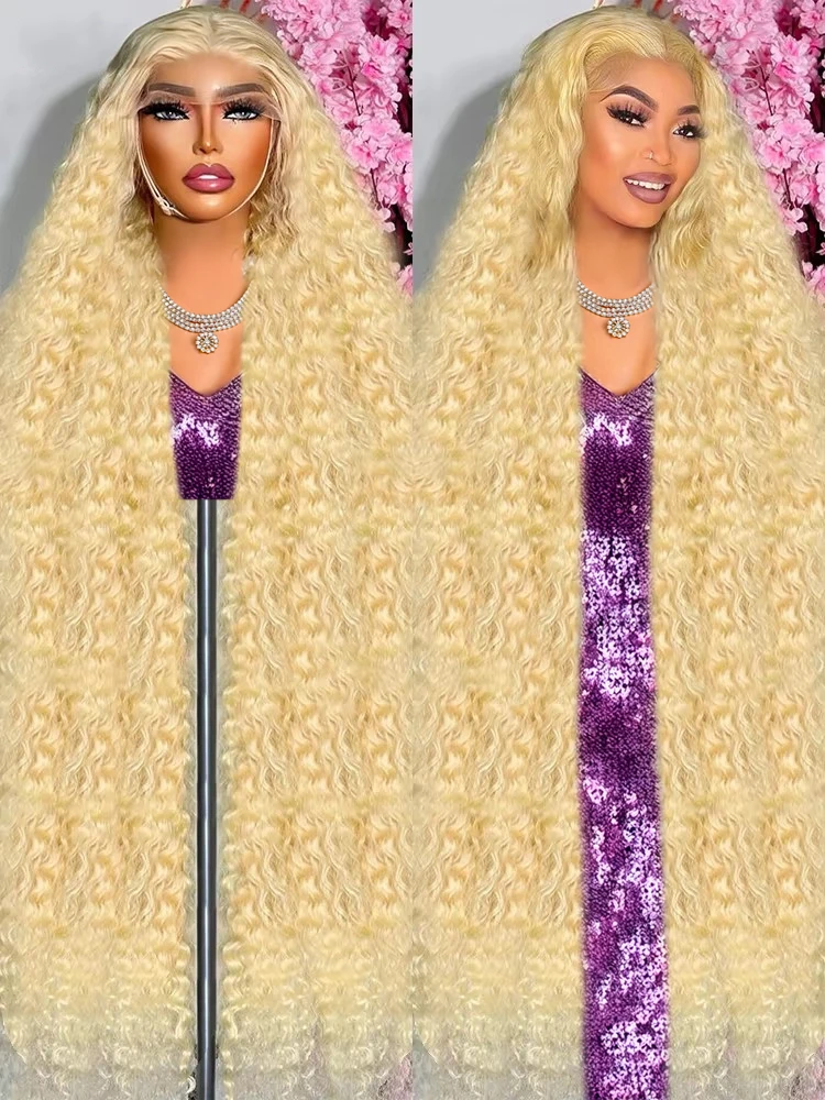 

13x6 Deep Wave Transparent 613 Honey Blonde Colored Lace Frontal Wigs Brazilian 13x4 Curly 100% Human Hair Wigs For black Women