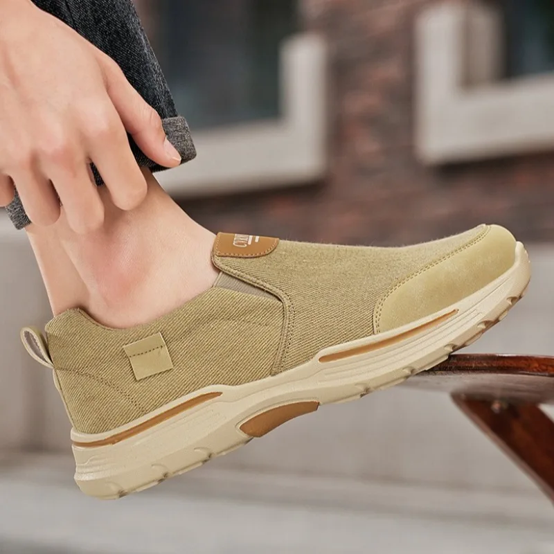 Summer Breathable Canvas Walking Shoes for Man Outdoor Durable Lightweight Man Shoes Cushioned Thick Sole Casual Men's Sneakers