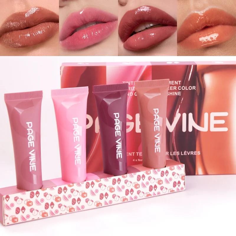 مجموعة أحمر شفاه شفافة مرطبة من فانيليا بيج صيفية، مجموعة أحمر شفاه ناعمة ناعمة، ملمع شفاه، مكياج شفاه