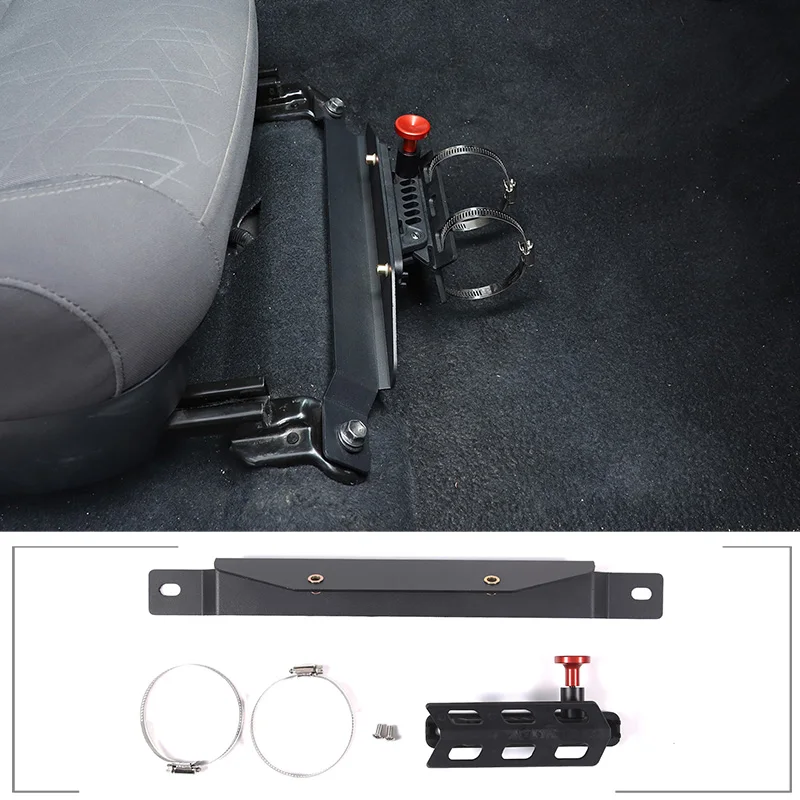 For Toyota Tacoma 2016-2022 Aluminum Alloy Black Under Passenger Seat Fire Extinguisher Bracket Car Modification Accessories view 2