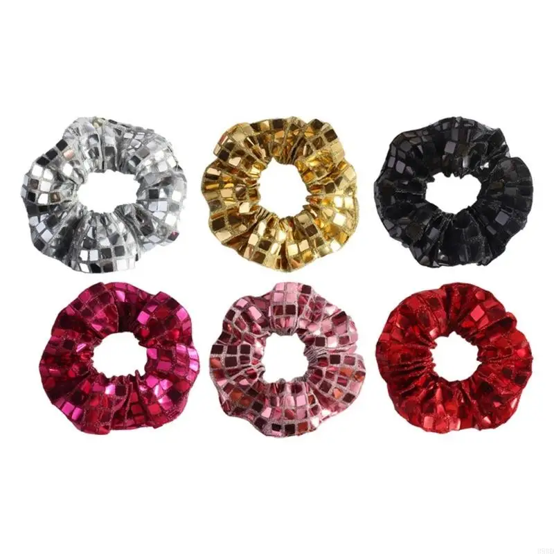

652F Square Sequins Elastics Hair Tie Fashionable Hair Band Comfortable Hair Rope Versatiles Hair Ornament