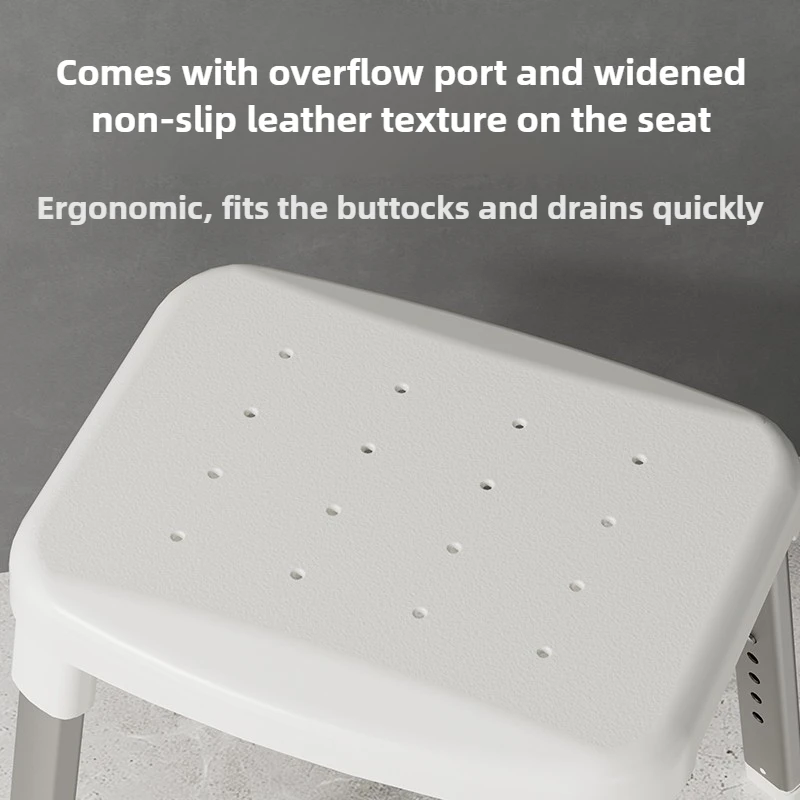Japanese-Style Shower Stool, Adjustable Aluminum Bath Chair, No-Drill Anti-Rust Bathroom Seat, Non-Slip Safety Sitting Bench