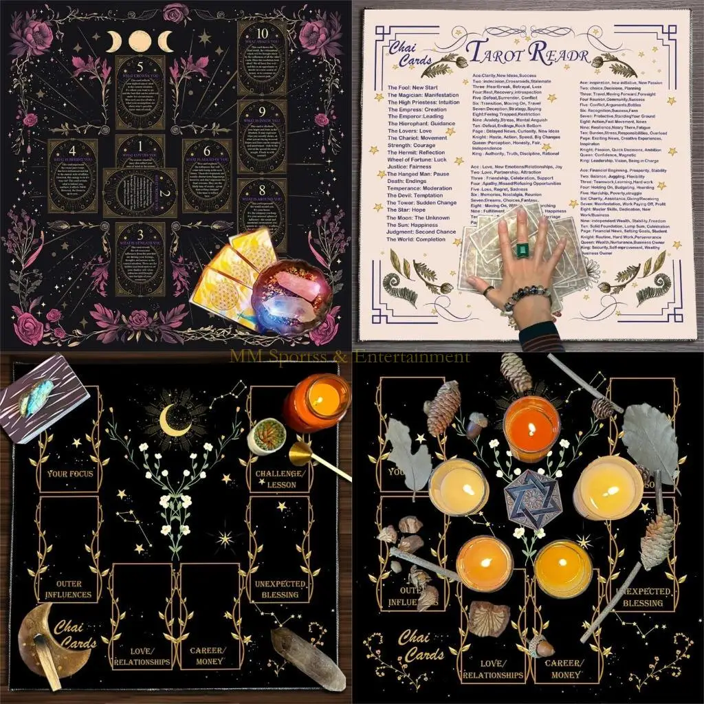 

31BE Altars Cloth Divinations Cards Table Cloth Tapestry Reading Card Tarots Card Tablecloth Altars Cloth Easy to Use