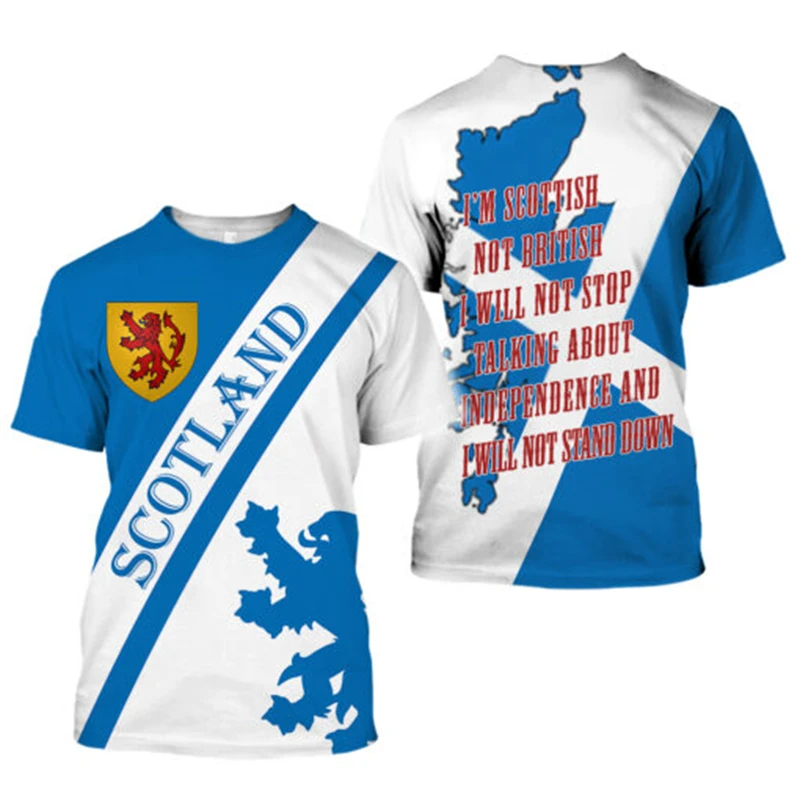 Scotland Scottish Flag Lion 3D Full Printed T-Shirt Men Tshirts Summer Round Neck Tee Female Casual Top Unisex Shirts Streetwear
