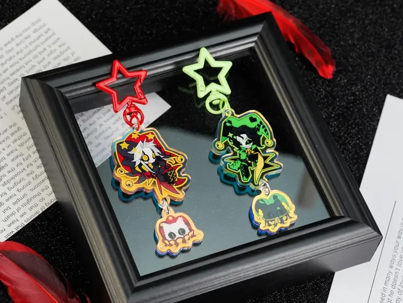 The Freak Circus Pierrot & Harlequin Acrylic Keychain Set Cute Cartoon Bag Charm Friendship Gift For Fans