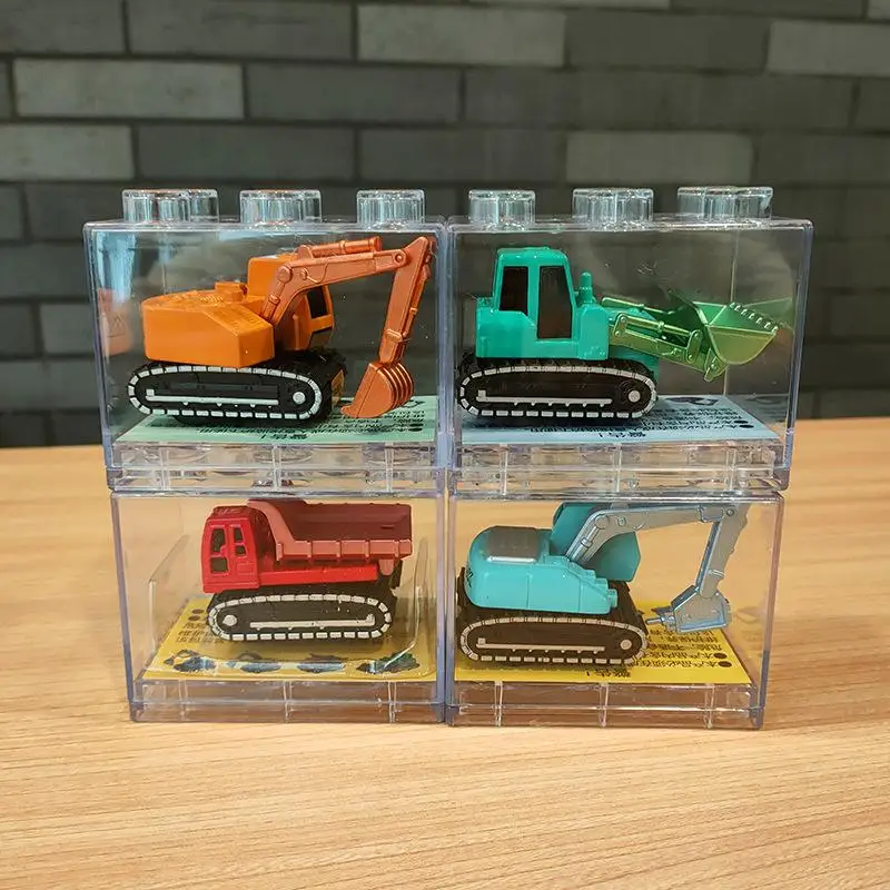 1Pcs Alloy Car Model Simulation Engineering Car Pull Back Car Toy With Transparent Storage Box Sliding Inertia Model Car Toy