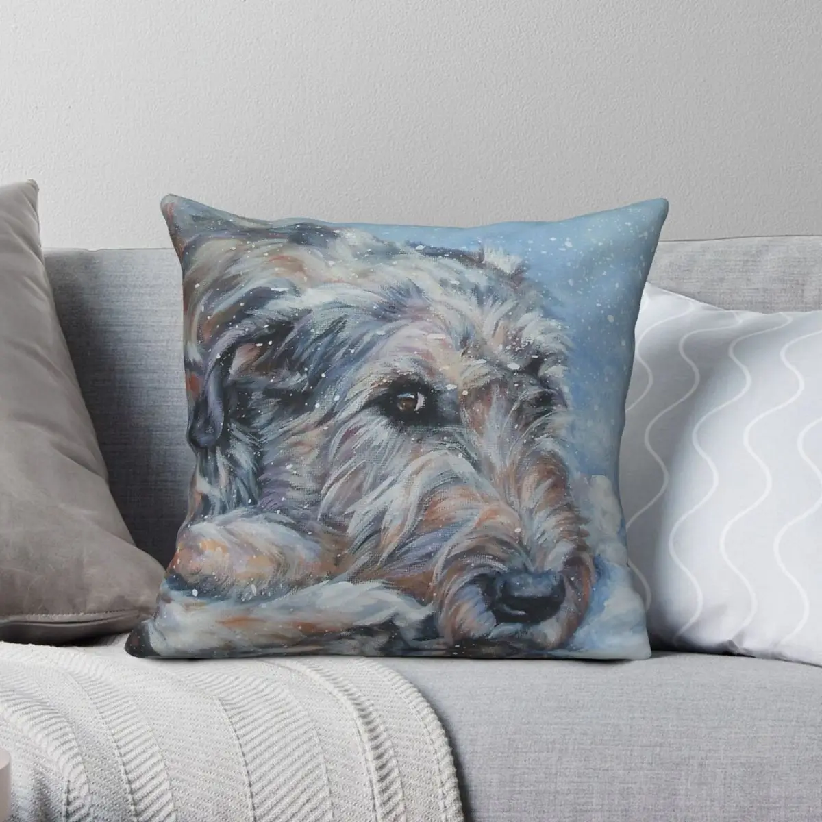 Irish Wolfhound Fine Art Pillowcase Polyester Linen Velvet Printed Zip Decor Throw Pillow Case Home Cushion Cover
