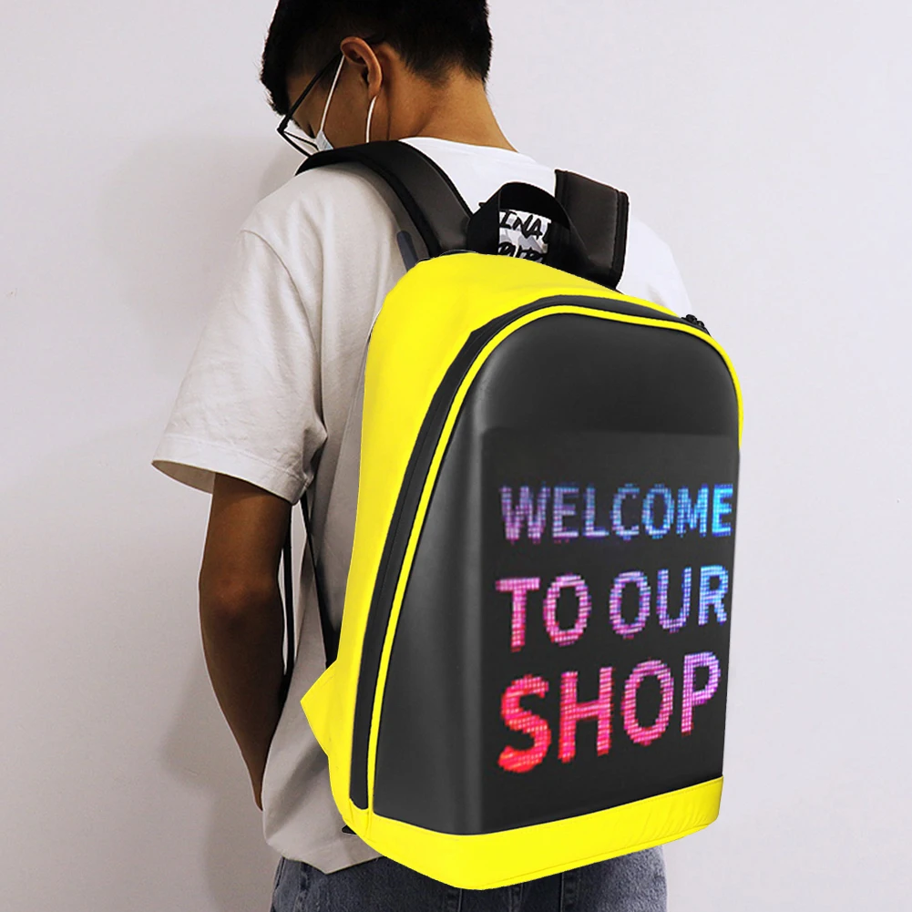 Ransel Tampilan Layar LED Tas Sekolah Laptop Perjalanan Bisnis Nirkabel Tas Wifi Billboard Berjalan Luar Ruangan Pria Wanita