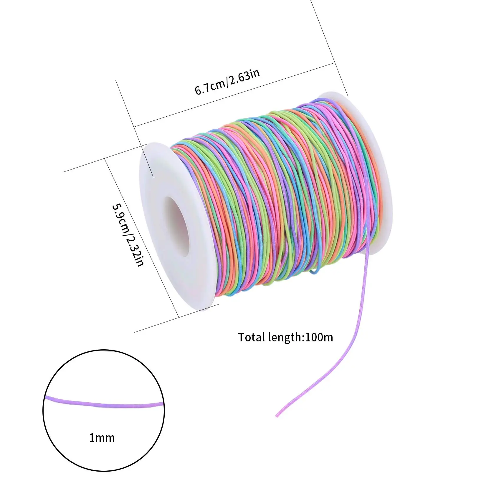 حبل مرن، خيوط حبال الديكور، سلك سلسلة مطاطي بلون قوس قزح، سلسلة صياغة القماش للسوار والمجوهرات #2