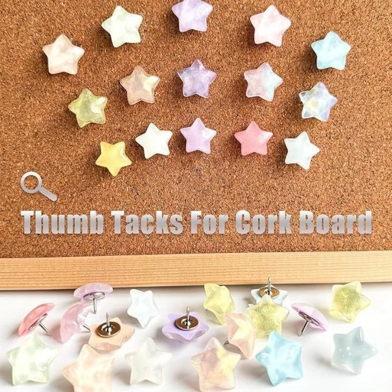 25pcs/set New Cute Candy Color Star Push Pins Creative Thumb Tacks for Cork Board Photo Wall Decorative Bulletin Board Pins