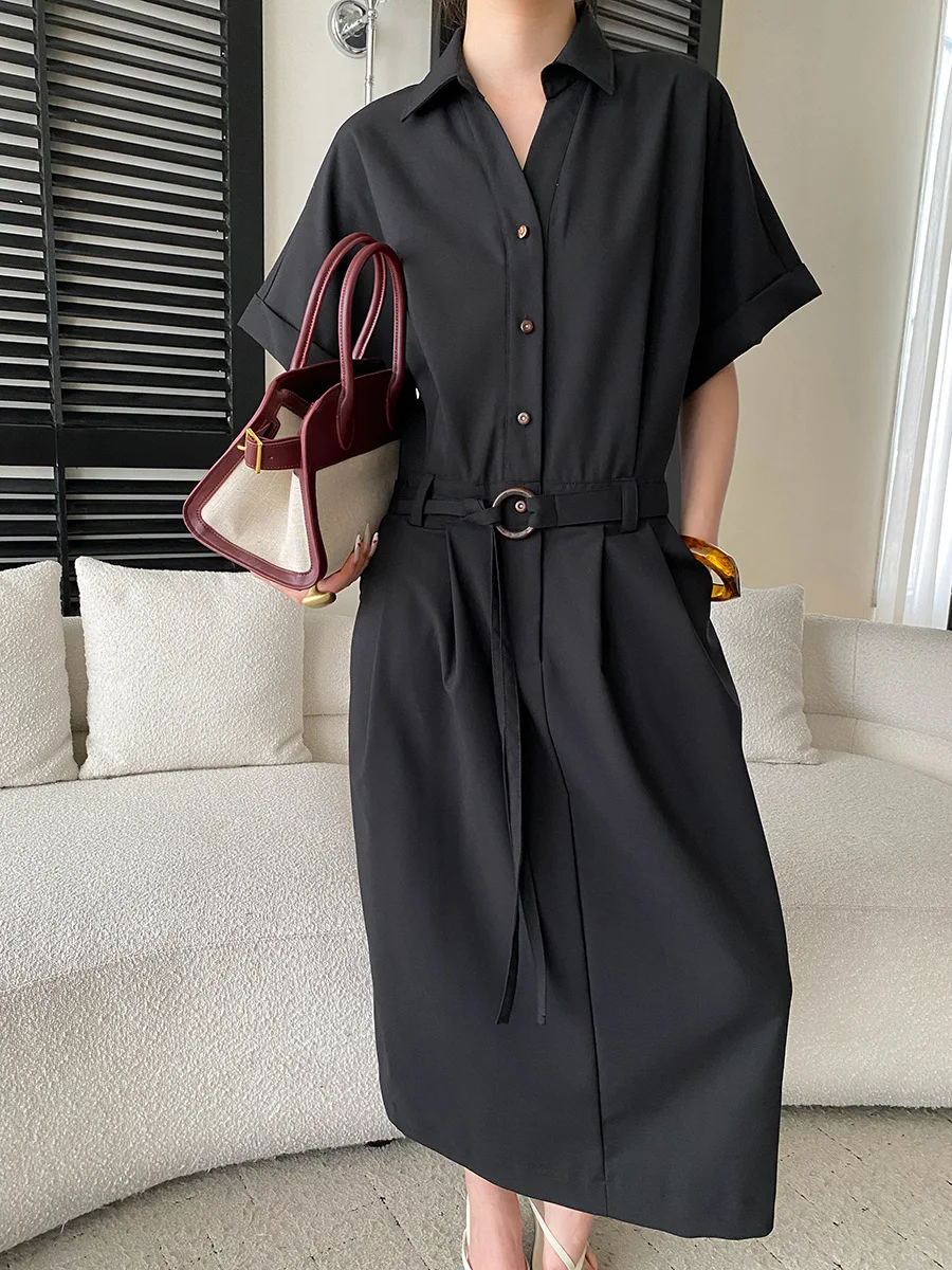 Frühlings- und Sommerkleid für Damen, lässig, einfarbig, bequem, tailliert, figurbetont. – Detail 8
