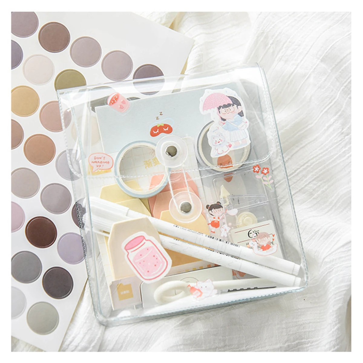 

Портативная прозрачная сумка для документов, пластиковый конверт, органайзер для хранения рахунков-фактур с застежкой на кнопку и веревке