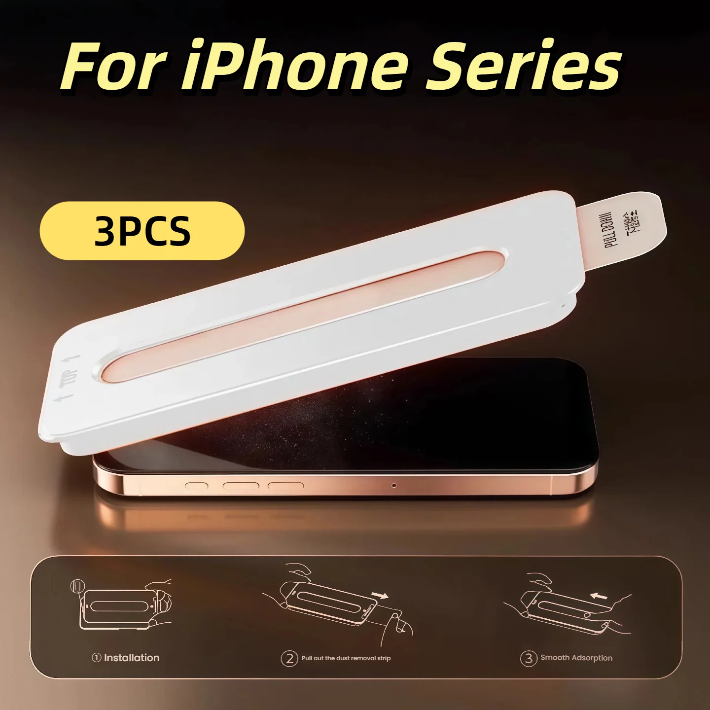 

3Pcs For Apple iPhone 17 Air 16 15 14 13 12 11 Pro Max Plus Xs Xr 16e Tempered Glass Screen Protector Dust Free Positioning