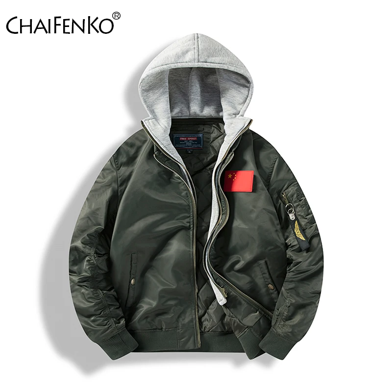 

Men Windproof Thickening Parka New Fashion Detachable Hat Casual Coat Autumn Winter Loose Comfort Solid Flight Jacket Men