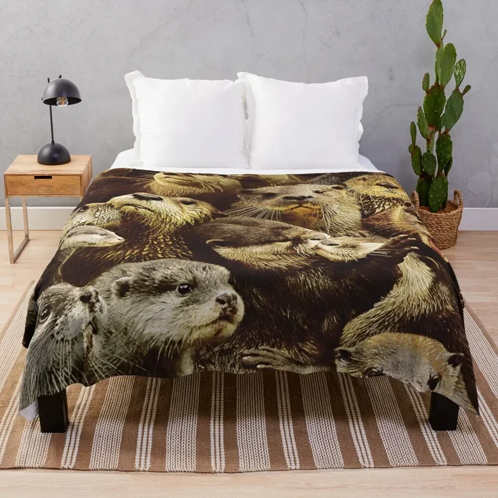 

Otters Throw Blanket Flannel Fabric Decorative Beds Soft Beds blankets and throws Blankets