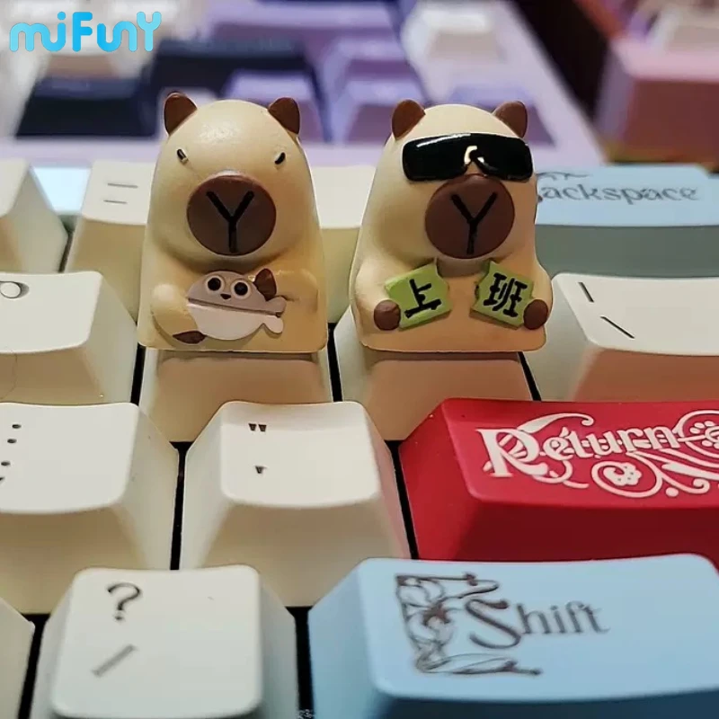 MiFuny Capybara Keycap Animal Artisan Keyboard Cap Resin Custom KeyCaps for Mechanical Keyboard Accessories Cute Point Keycap