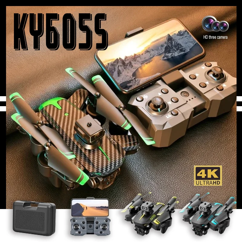 New Ky605s Rc Drone 4k Professinal With Three Camera Wide Angle Optical Flow Localization Four-Way Obstacle Avoidance Quadcopter