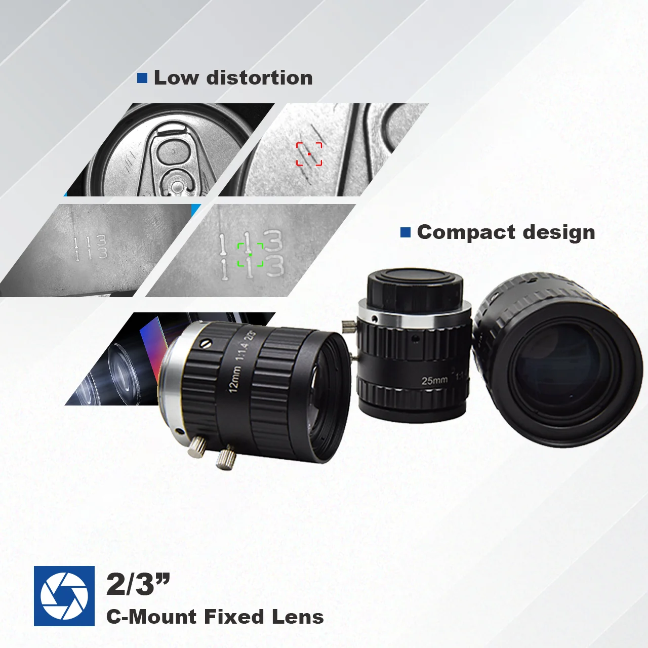 

Machine Vision C Mount FA Lens 8MP 2/3 Inch 8mm 12mm 16mm 25mm 35mm 50mm