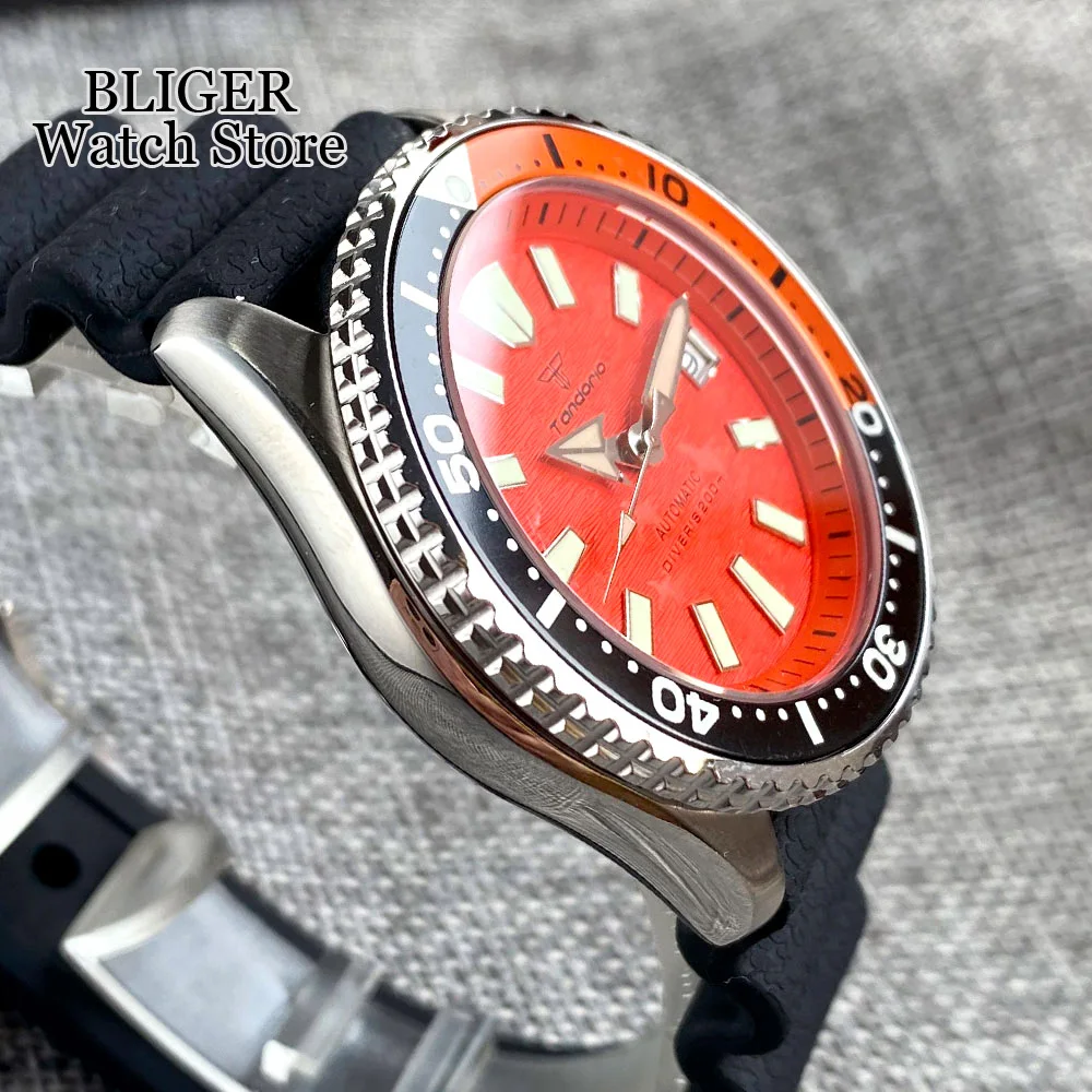 Tandorio Luminous 41mm   NH35A 200M Waterproof Mechanical Diving Watch For Men 120 Click Bezel Sapphire Glass Clock Montres