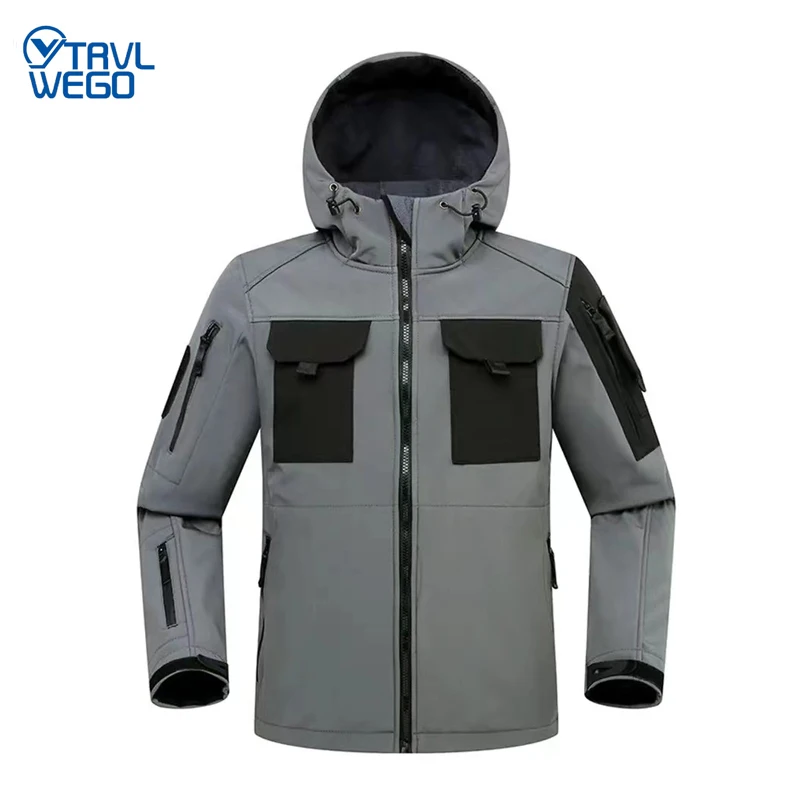 

TRVLWEGO Men Winter Hiking Camping Jacket Climbing Clothing Fleece Warm Windproof Outdoor Sports Fishing Walking Hunting Jacket