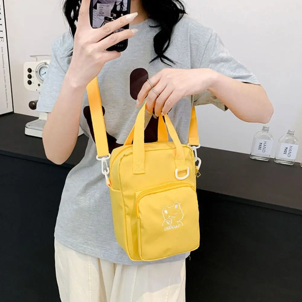 

Pouch Bag Cartoon Canvas Crossbody Bag Bear Square Doll Display Bag Wallet Solid Color Transparent Shoulder Bag Daily