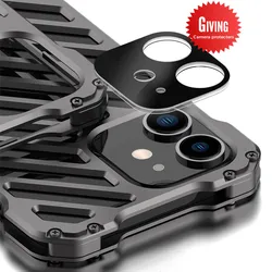 Hollow Out Shockproof Metal Case For iPhone 15 16 Pro Max Aluminum Alloy Armor Back Cover Protector Cases For iPhone 14 13 12