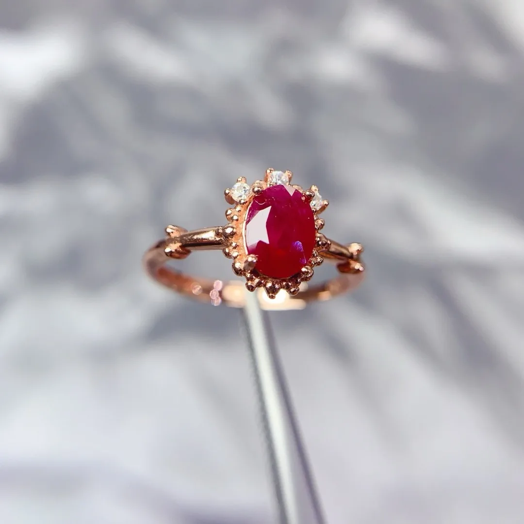 

Женское роскошное кольцо из стерлингового серебра S925 с натуральным рубином, дизайнерские украшения, идеальный модный подарок, элегантное, изысканное, стильное