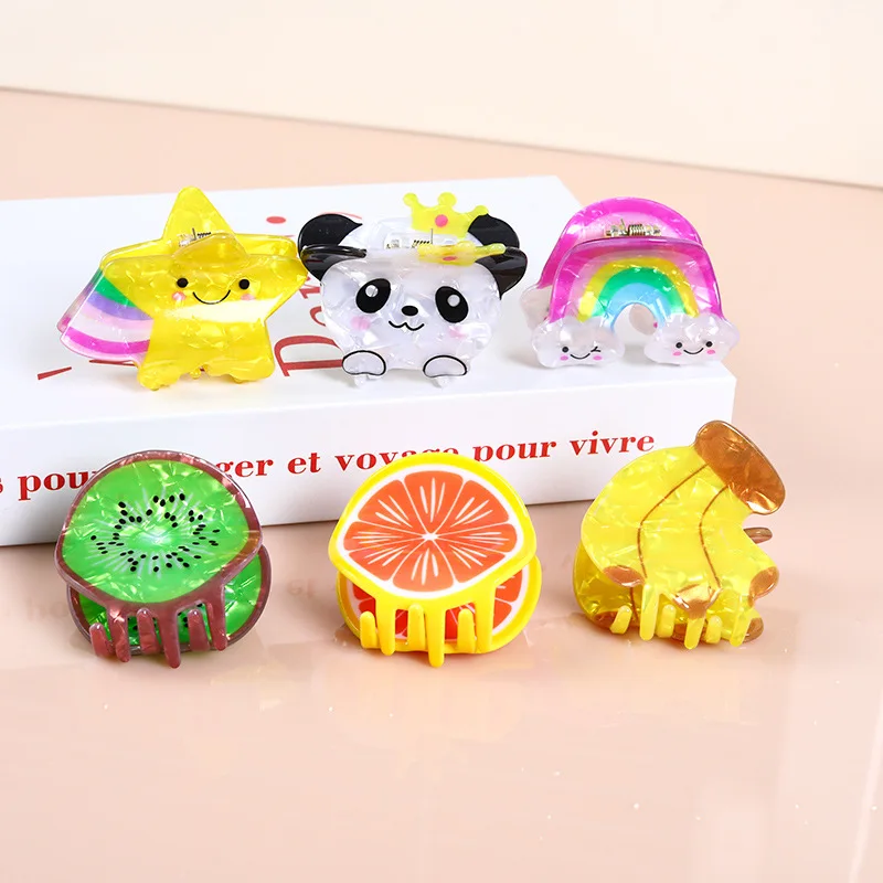 

2024 New Cute Fruits Hair Clips Cartoon Animals Arcylic Hair Claws Rairbow Shark Clip Girls Fashion Hair Accessories for Women