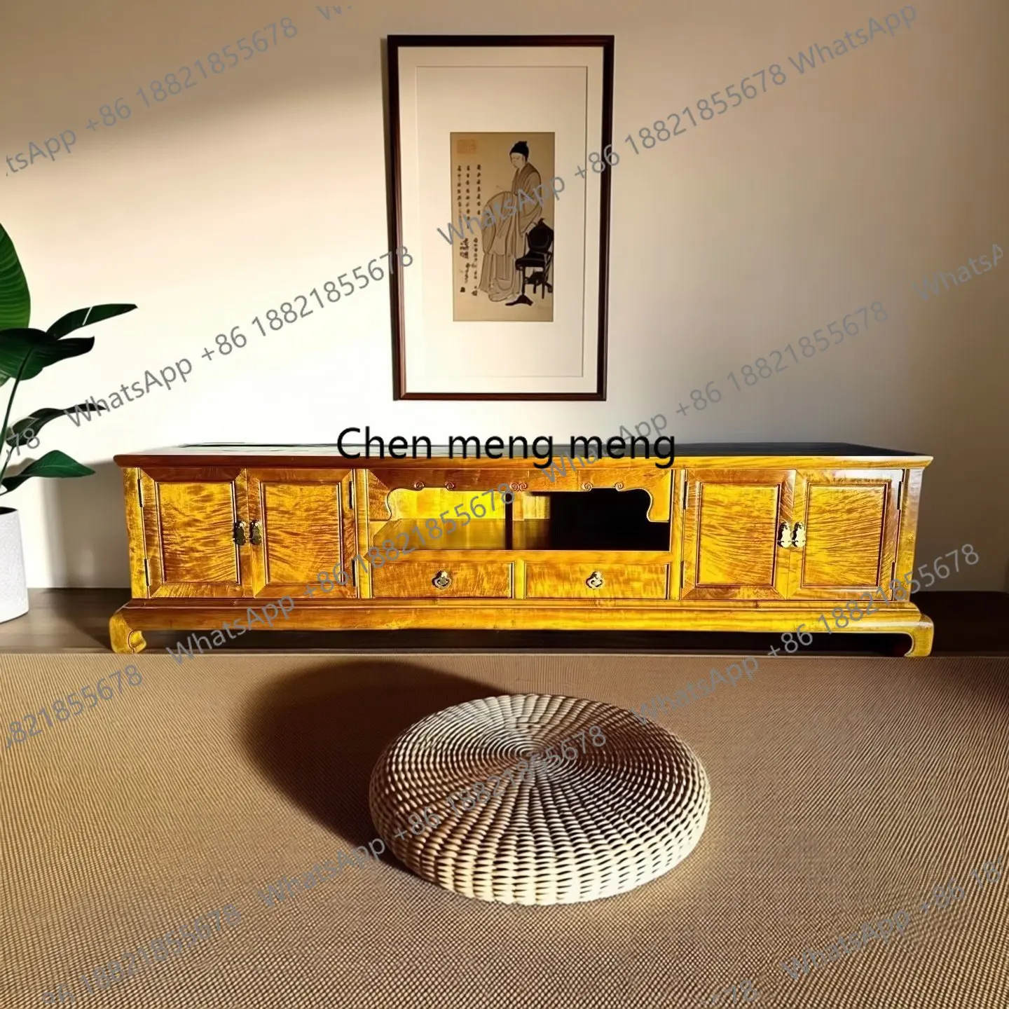 TV Cabinet All Solid Wood Antique Furniture Living Room Floor TV Table Customization