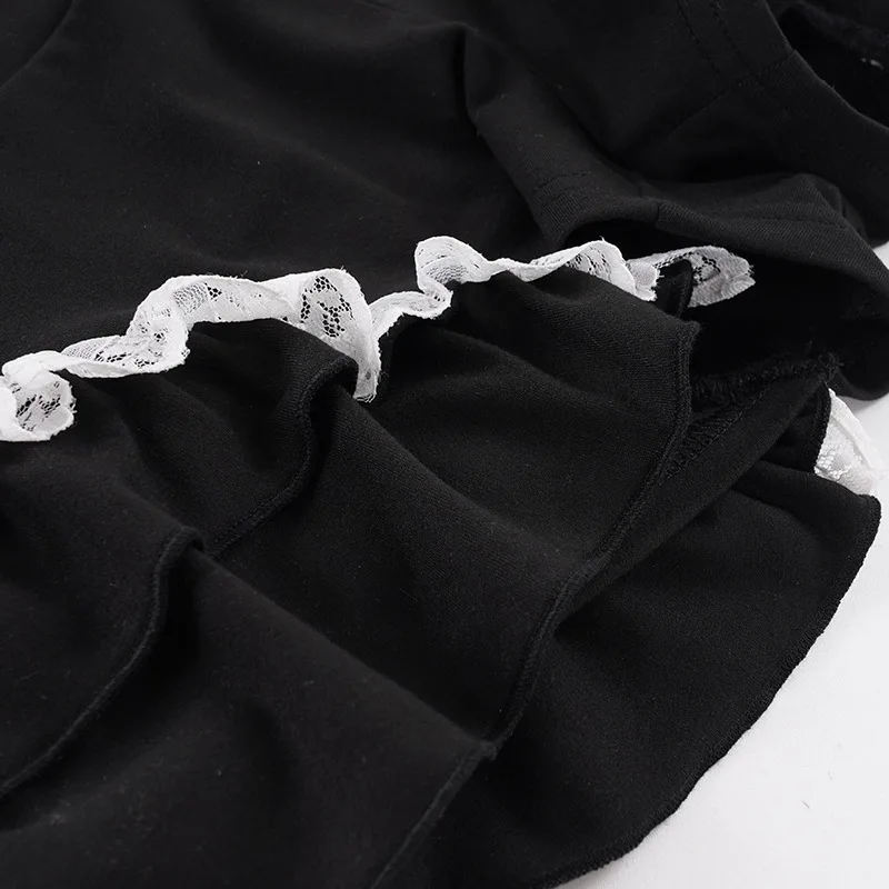 Goth Dark Cutecore Lace Side Patchwork Slim Shorts Mall Gothic A-Line Hot Pants Cyber Y2K Bottoms Women Casual Street Short Pant