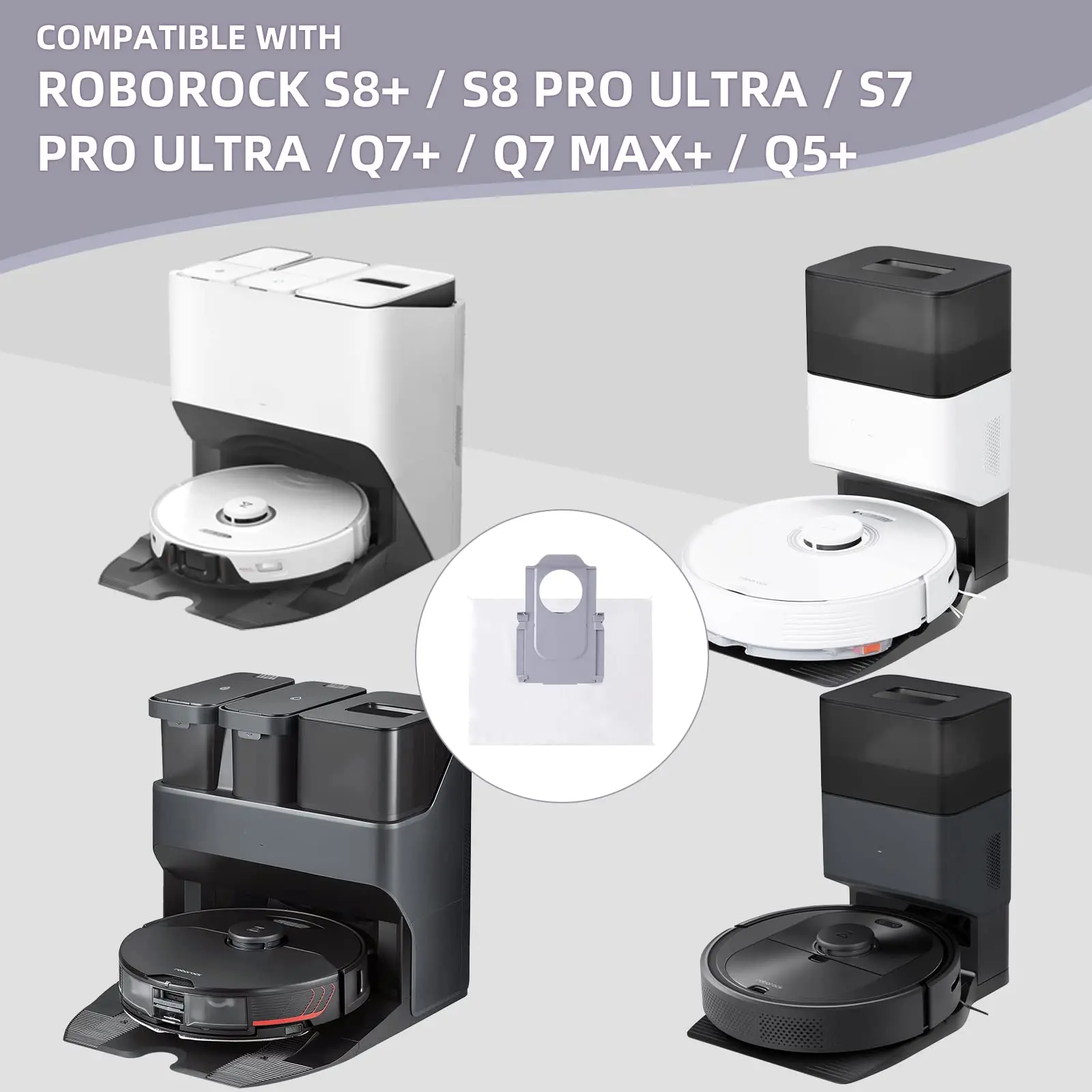 Замена мешка для пыли для Roborock S8+ / S8 Pro Ultra / S7 MaxV Ultra / S7 Pro Ultra / Q7+ / Q7 Max+ / Q5+ Вакуумная самоопорожняя док-станция