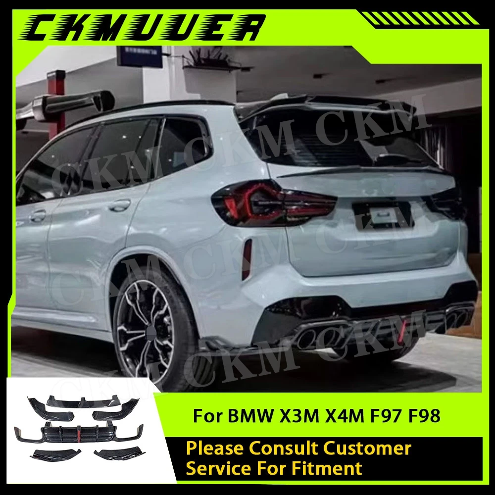 CKMUUER Geschmiedeter Carbon-Heckdiffusor Auto-Heckstoßstangen-Splitter Frontstoßstangen-Verkleidungen für BMW X3M X4M F97 F98 2022-2023