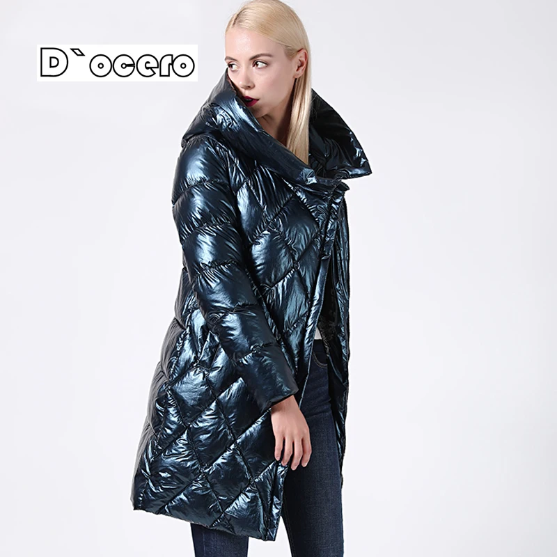 DOCERO 2022 New Winter Jacket Women Glitter Outerwear Hooded Long Women\'s Winter Coat Thick Biological-Down Jacket Parka Ceprask