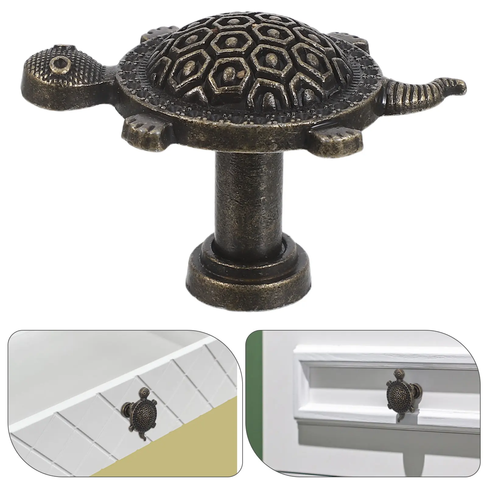 6Pcs Zinc Alloy Turtle Cabinet Handles Ocean-Themed Single Hole Drawer Pulls for Kitchen Bathroom Dresser Coastal Nautical