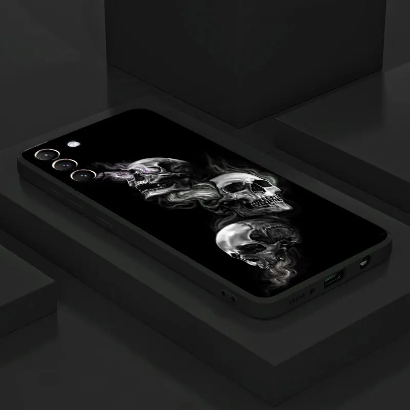 Black Case for Samsung Galaxy S23 S21 Ultra 5G S20 FE S10 S22 Plus Note 20 10 Lite Phone Soft Cover Grim Reaper Skull Skeleton