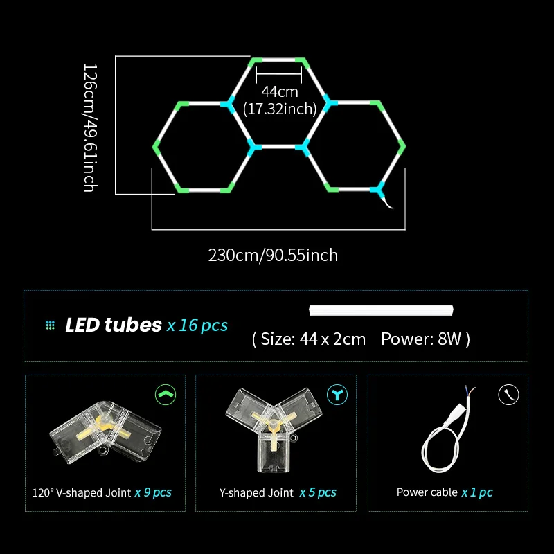 Sechseckige Garagenleuchten Wabenförmige LED-Deckenleuchte Superhell 6500K LED-Röhre für Autodetailing oder Friseursalon Garage Deckenbeleuchtung