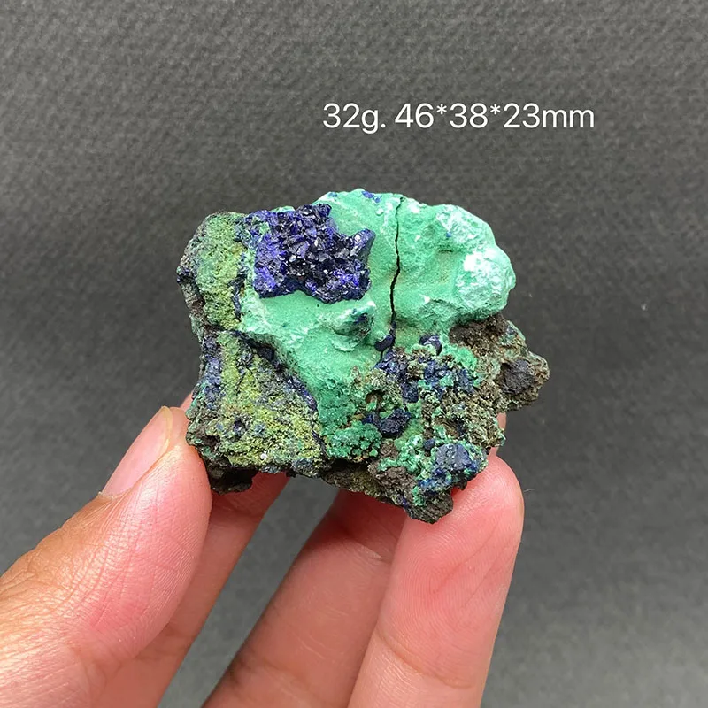 100% natural Granular azurite grows on malachite mineral specimen healing crystal collection