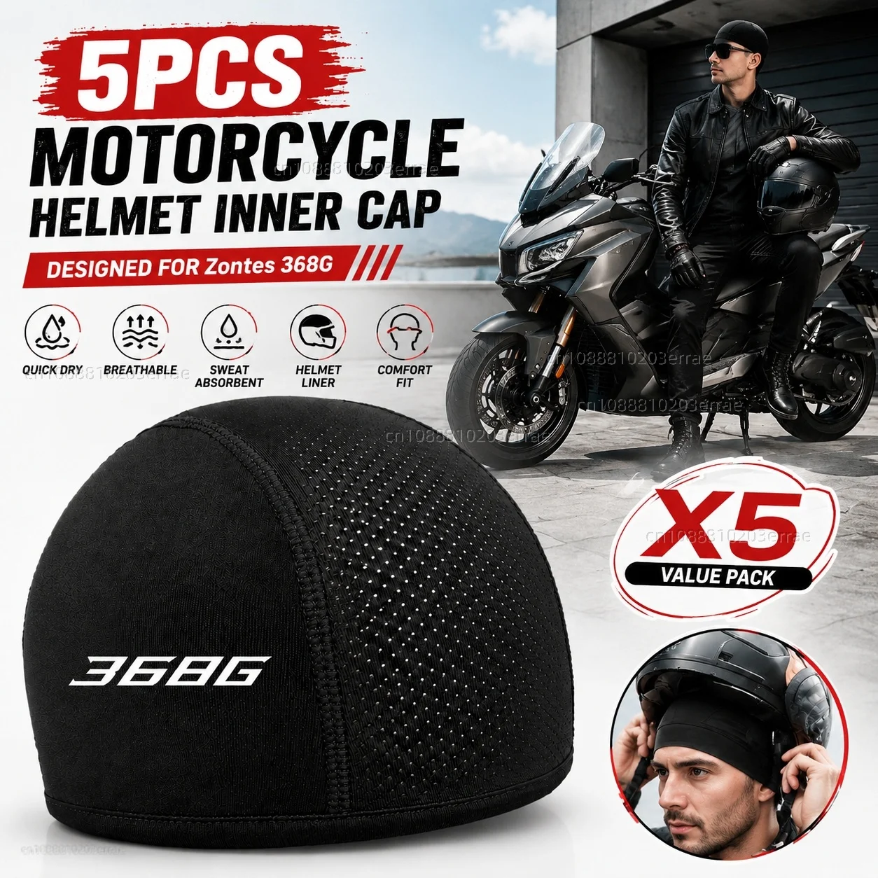 5pcs Motorcycle Helmet Inner Cap Hat Quick Dry Breathable Hat Racing Cap X5 For Zontes 368G Adventure 2025 2026 368 G Adv ZT368G