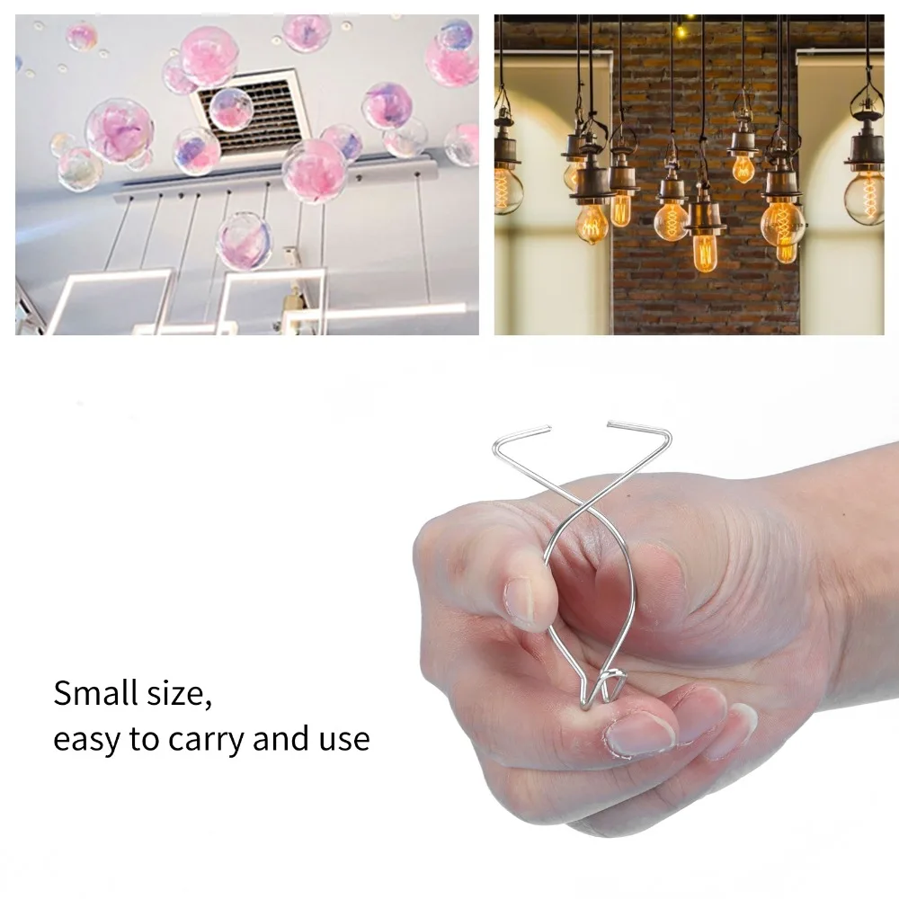 40Pcs Galvanized Steel Ceiling Clip Silver 5.8 X 3 X 1.7cm Ceiling Tile Hooks Widely Use Portable Fishtail Ceiling Hook