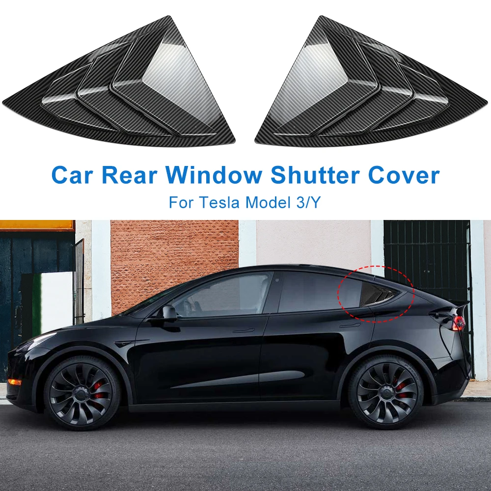 Shutter Cover For Tesla Model Y Model 3 2017-2023 2022 Rear Side Triangle Window Louver Cover Vent Trim Sport Style Accessories